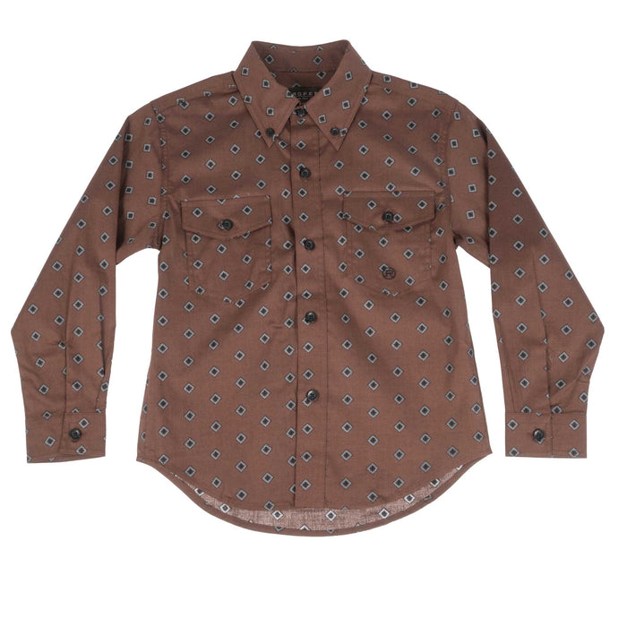 Roper Boy's Poplin Diamond Print Western Shirt