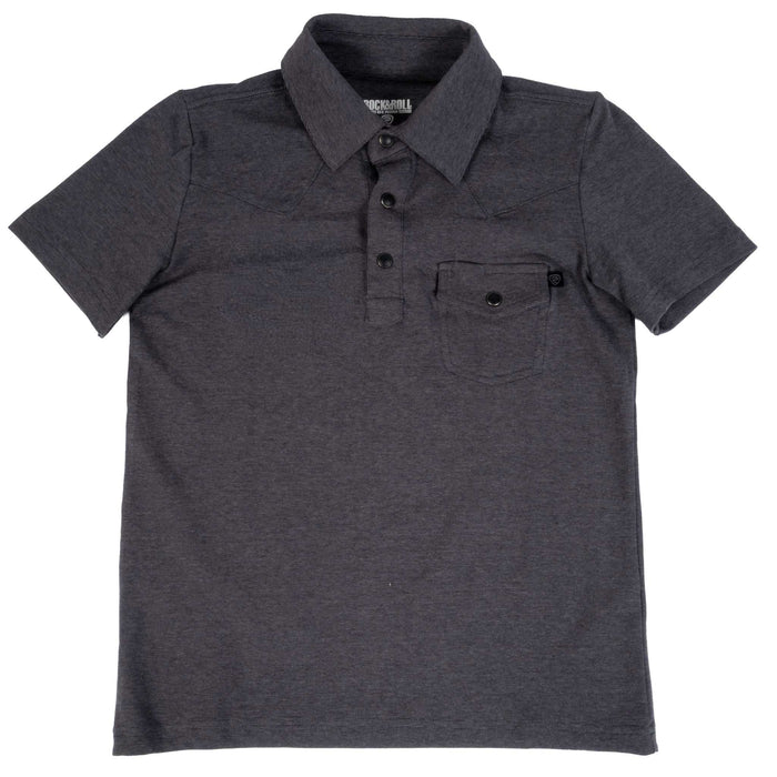 Rock & Roll Denim Boy's 1/4 Snap Solid Melange Polo Shirt
