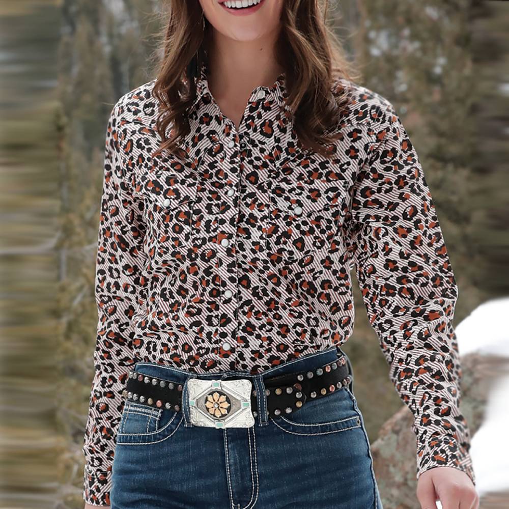Cruel Denim Leopard Print Snap Shirt WOMEN - Clothing - Tops - Long Sleeved Cruel Denim   