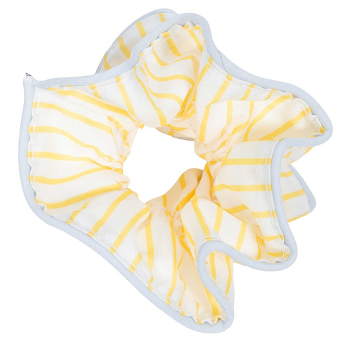 Dayla Striped Ruffle Scrunchie - Blue/Yellow