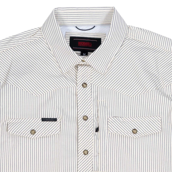 Rock & Roll Denim Men's Tek Core Stripe Pearl Snap Shirt MEN - Clothing - Shirts - Short Sleeve Panhandle