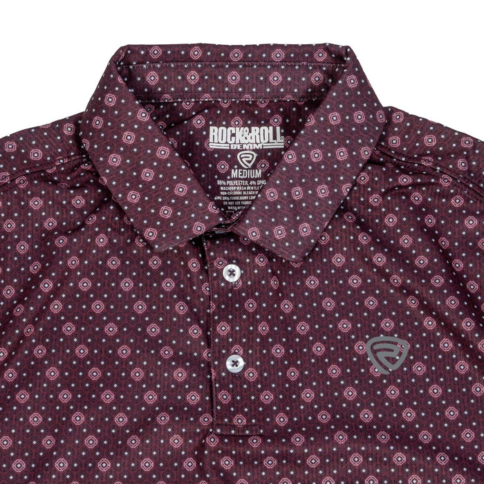 Rock & Roll Denim Men's Maroon Geo Polo Shirt MEN - Clothing - Shirts - Short Sleeve Panhandle