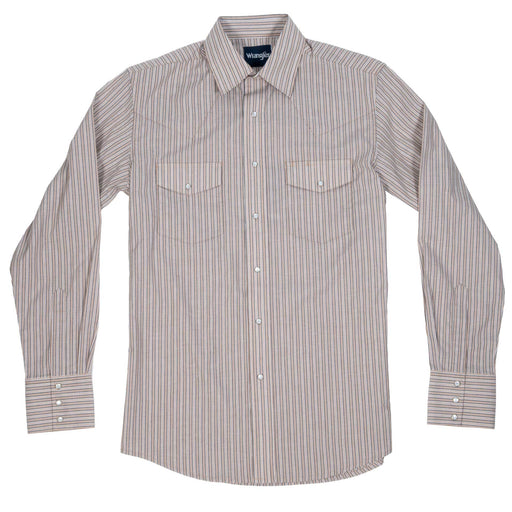 Wrangler Men's Stripe Print Pearl Snap Western Shirt MEN - Clothing - Shirts - Long Sleeve Wrangler