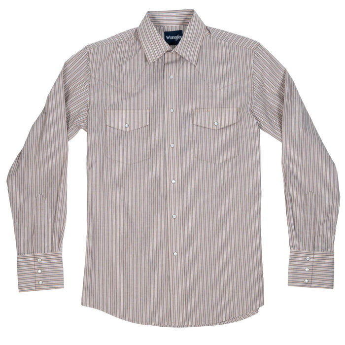 Wrangler Men's Stripe Print Pearl Snap Western Shirt MEN - Clothing - Shirts - Long Sleeve Wrangler