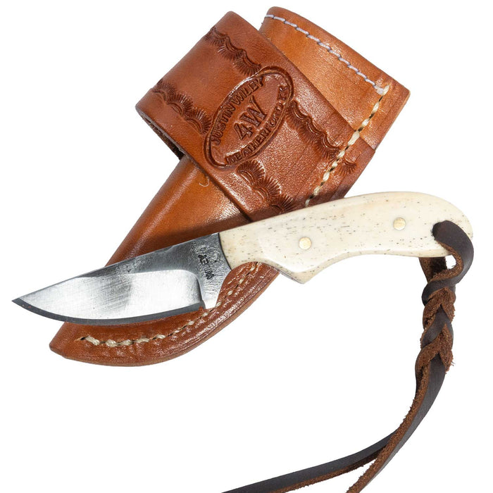 Justin Wiley Smooth White Bone Fixed Blade Knife