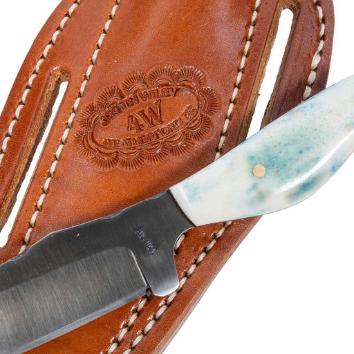 Justin Wiley Light Green Bone Modified Sheepsfoot Knife Knives Justin Wiley