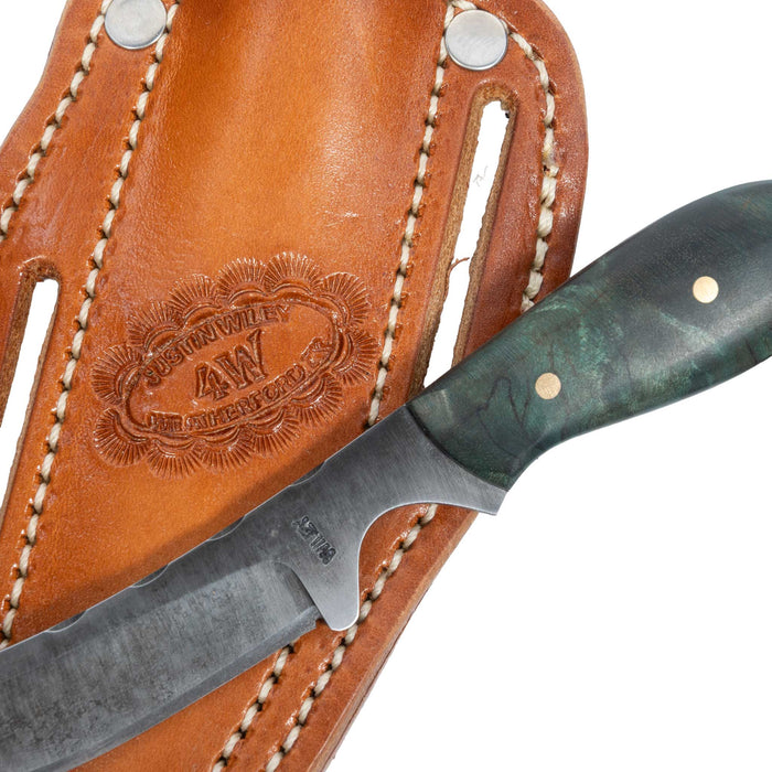 Justin Wiley Carbon Steel Drop Point Knife w/Green Handle