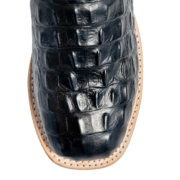 Old West Kid's Black Faux Gator Square Toe Boot
