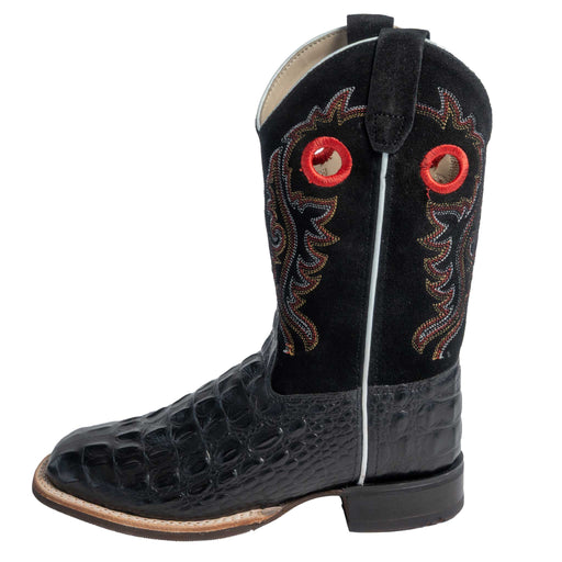 Old West Kid's Black Faux Gator Square Toe Boot KIDS - Footwear - Boots Old West
