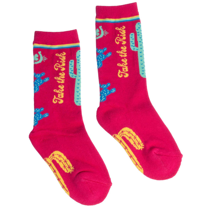 Lucky Chuck Youth Take The Risk Hot Pink Socks