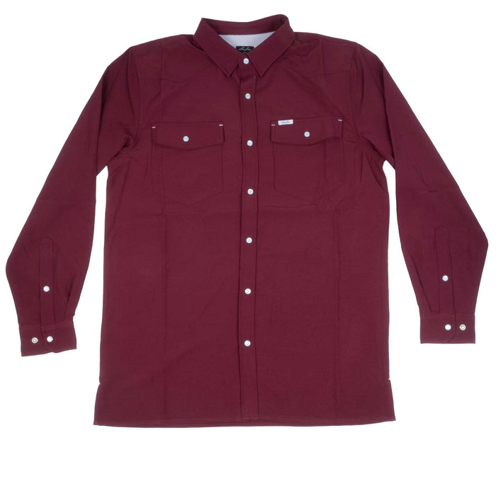 San Jac Men's Maroon Performance Snap Shirt