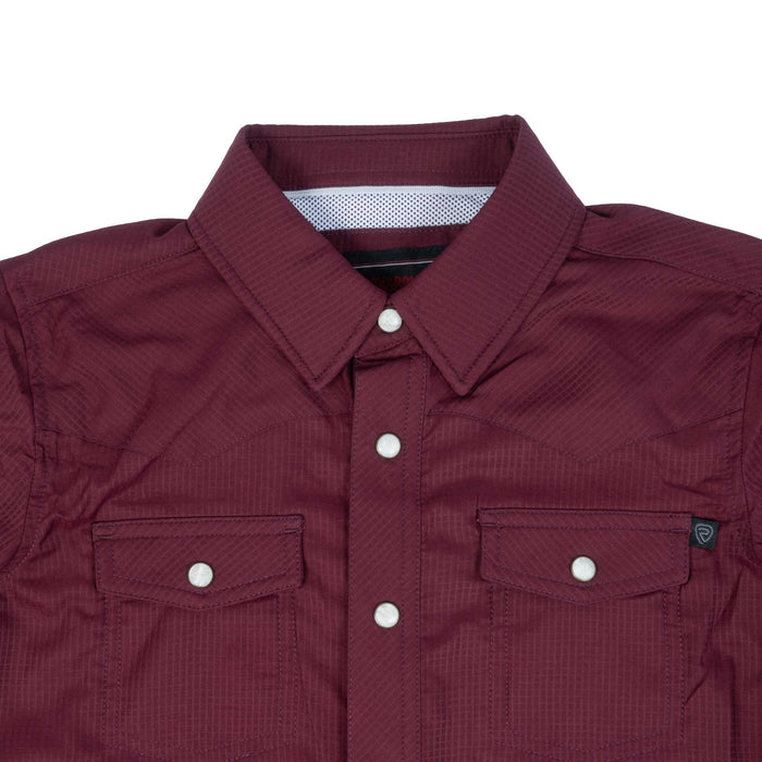 Rock & Roll Denim Boy's Tek Solid Maroon Pearl Snap Shirt KIDS - Boys - Clothing - Shirts - Short Sleeve Shirts Panhandle