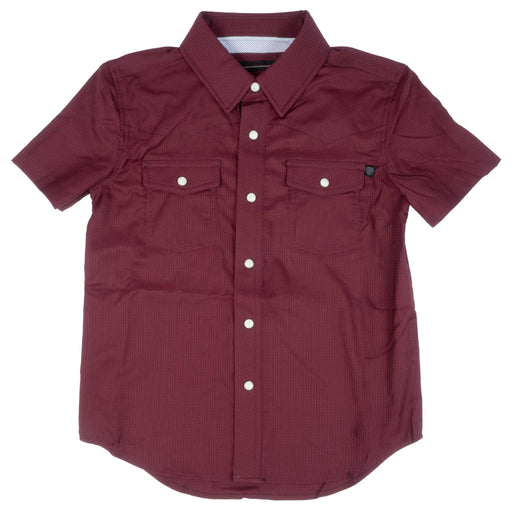 Rock & Roll Denim Boy's Tek Solid Maroon Pearl Snap Shirt KIDS - Boys - Clothing - Shirts - Short Sleeve Shirts Panhandle