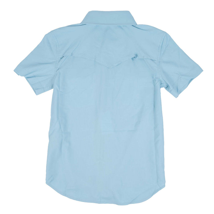 Rock & Roll Denim Boy's Tek Solid Aqua Pearl Snap Shirt KIDS - Boys - Clothing - Shirts - Short Sleeve Shirts Panhandle
