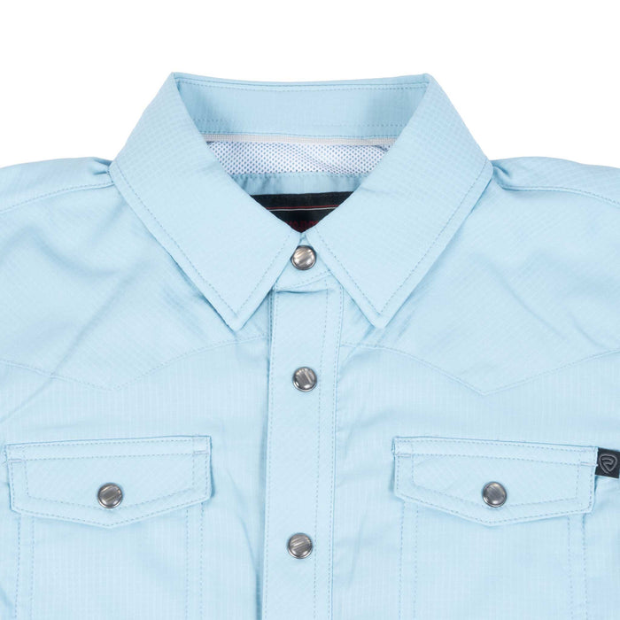Rock & Roll Denim Boy's Tek Solid Aqua Pearl Snap Shirt KIDS - Boys - Clothing - Shirts - Short Sleeve Shirts Panhandle