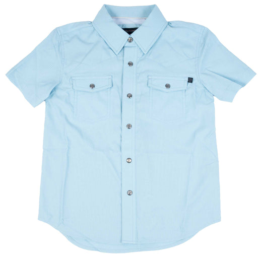 Rock & Roll Denim Boy's Tek Solid Aqua Pearl Snap Shirt KIDS - Boys - Clothing - Shirts - Short Sleeve Shirts Panhandle
