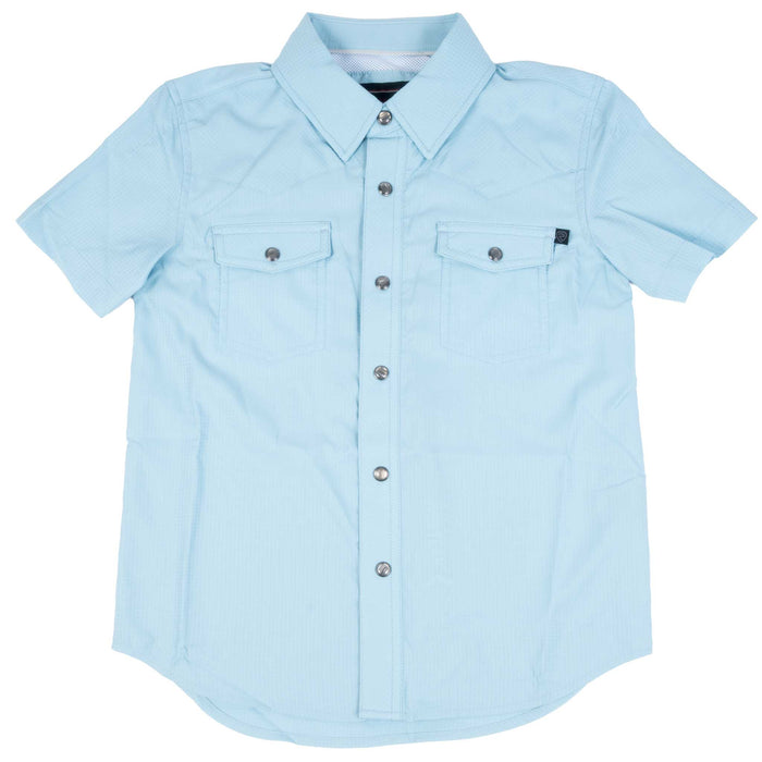 Rock & Roll Denim Boy's Tek Solid Aqua Pearl Snap Shirt KIDS - Boys - Clothing - Shirts - Short Sleeve Shirts Panhandle