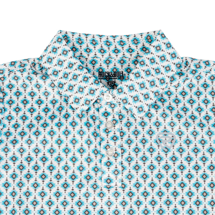 Rock & Roll Denim Boy's Mini Geo Aztec Print Polo Shirt KIDS - Boys - Clothing - Shirts - Short Sleeve Shirts Panhandle