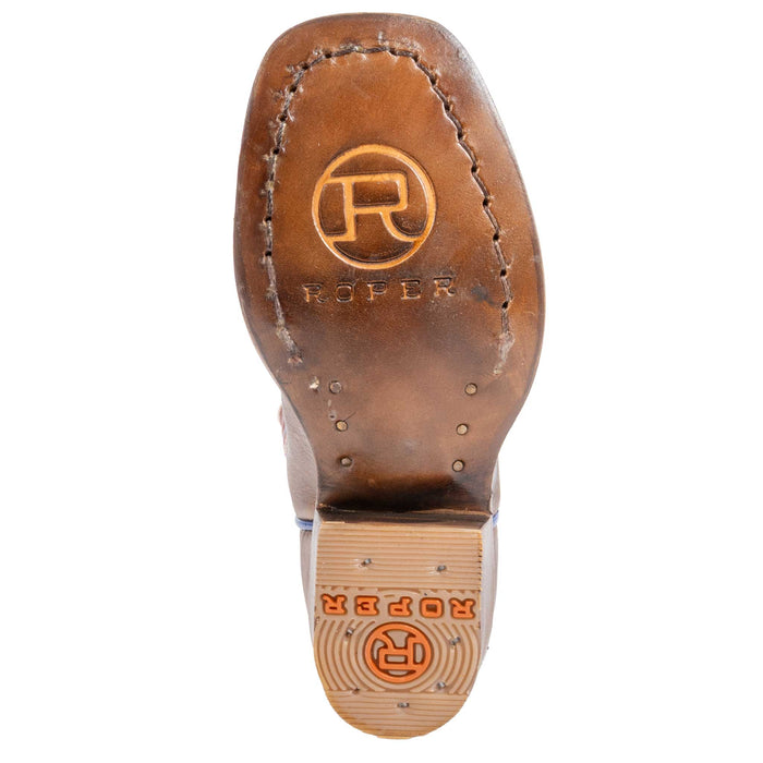 Roper Youth Cutter Burnish Brown Leather Western Boot
