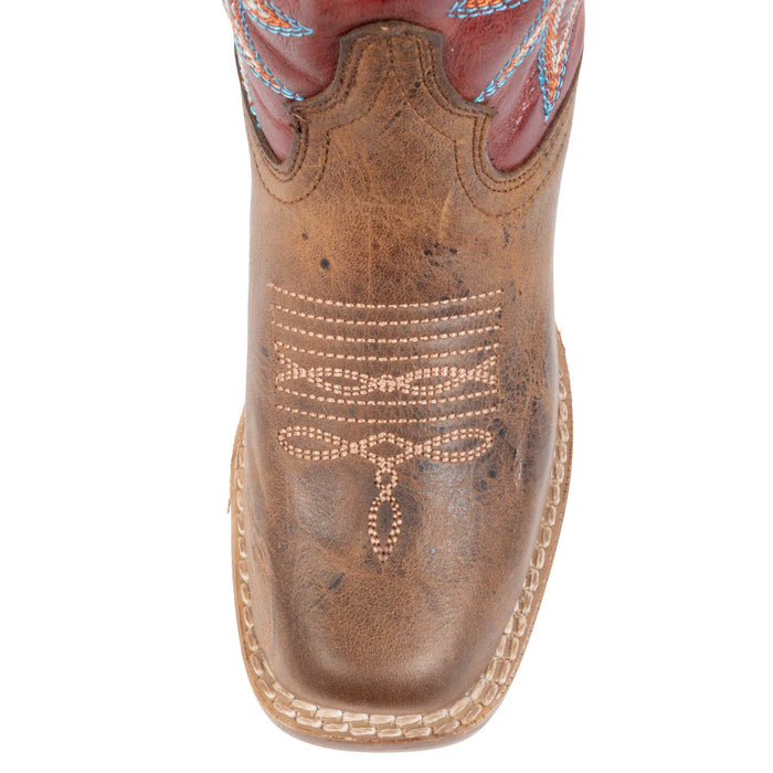 Roper Youth Cutter Burnish Brown Leather Western Boot