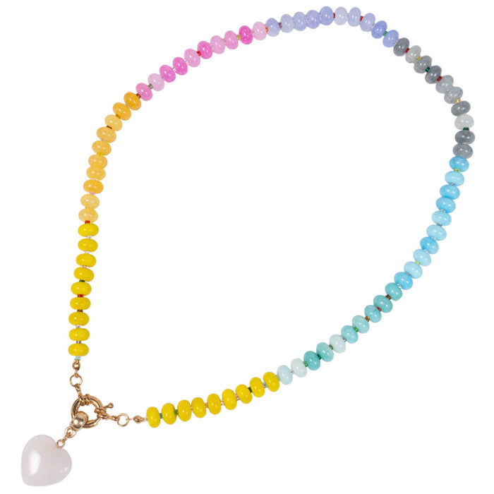 Natural Semi-Precious Glass Necklace - Mixed Rose Quartz