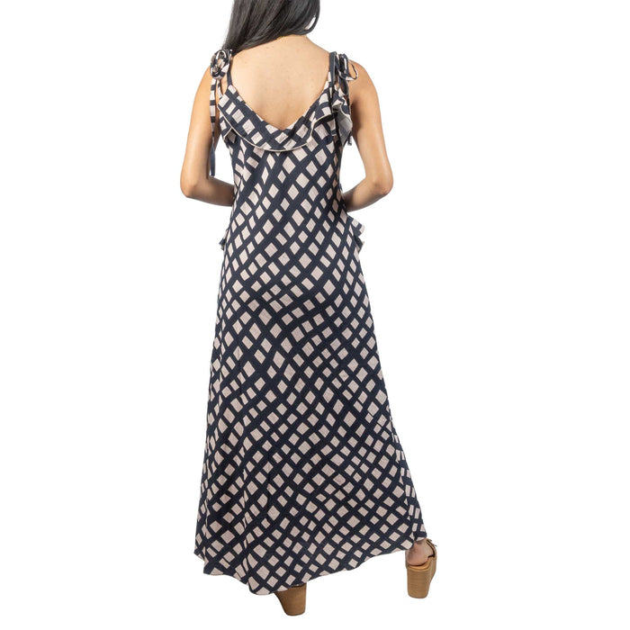 Tie Strap Geometric Black Dress WOMEN - Clothing - Dresses THML Clothing
