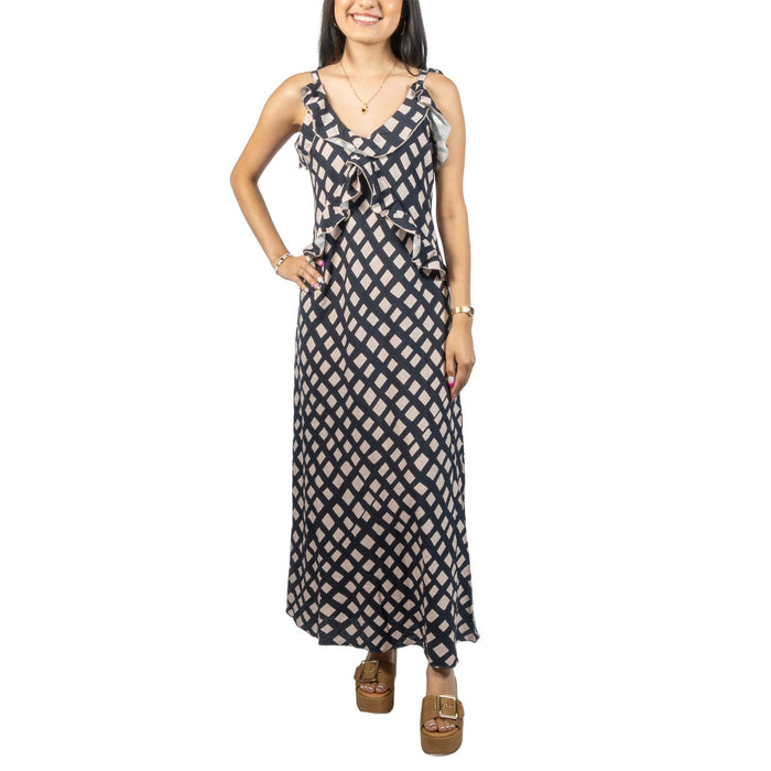 Tie Strap Geometric Black Dress WOMEN - Clothing - Dresses THML Clothing