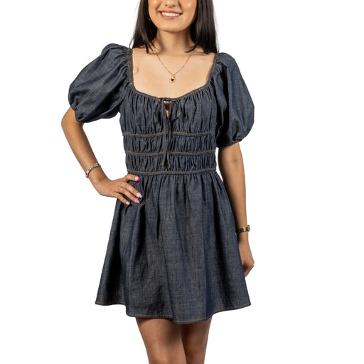 Black Denim Smocked Dress WOMEN - Clothing - Dresses Needii