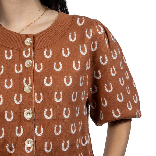 Camel Horseshoe Cardigan WOMEN - Clothing - Tops - Short Sleeved Peace Love Line