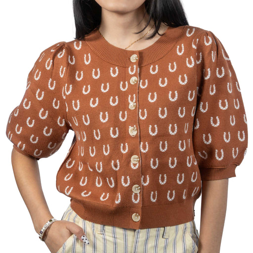 Camel Horseshoe Cardigan WOMEN - Clothing - Tops - Short Sleeved Peace Love Line