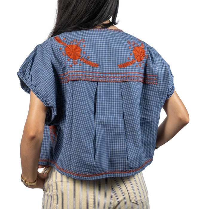 Sister Mary Bolero Blue Plaid Top WOMEN - Clothing - Tops - Short Sleeved Sister Mary