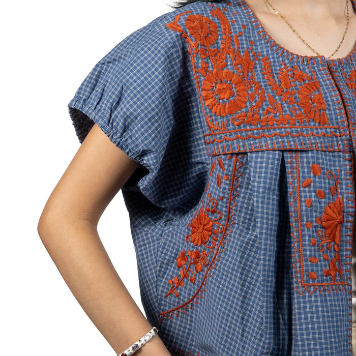 Sister Mary Bolero Blue Plaid Top WOMEN - Clothing - Tops - Short Sleeved Sister Mary