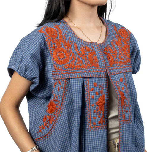 Sister Mary Bolero Blue Plaid Top WOMEN - Clothing - Tops - Short Sleeved Sister Mary