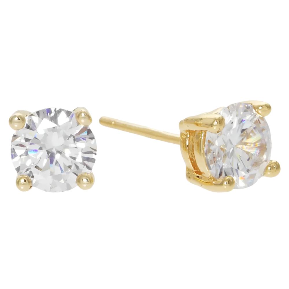 Cubic Zirconia Gold Dipped Post Earrings WOMEN - Accessories - Jewelry - Earrings Fashion City