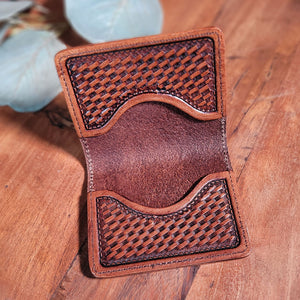 6666 Collection Basketweave Tooled Leather Card Wallet MEN - Accessories - Wallets & Money Clips 6666 Collection   
