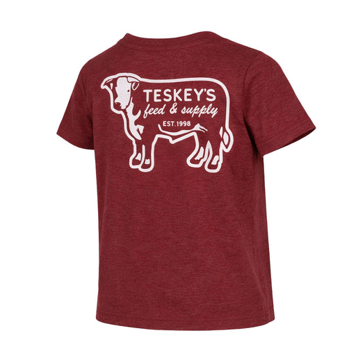 Teskey's Youth Feed & Supply Hereford Bull Tee - Cardinal TESKEY'S GEAR - Youth SS Shirts Teskey's