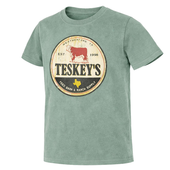Teskey's Youth Feed Barn Cow Tee - Dorm Green TESKEY'S GEAR - Youth SS Shirts Teskey's