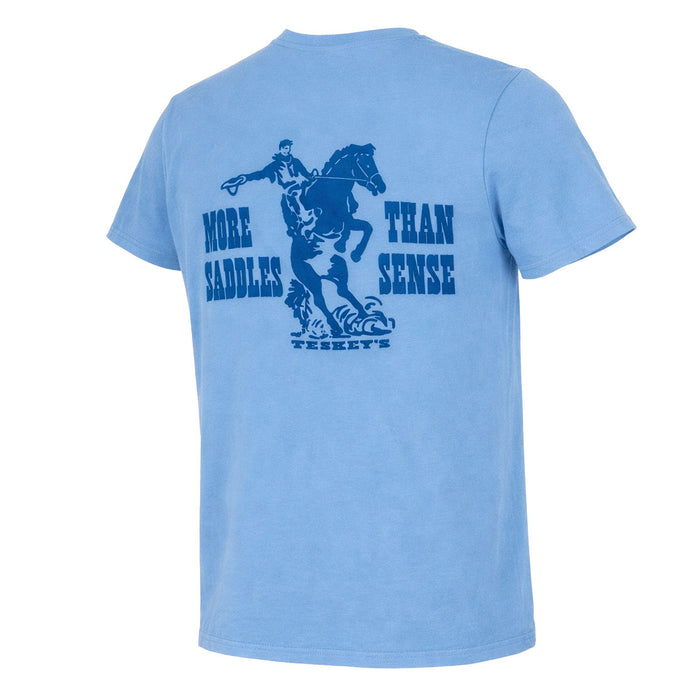Teskey's More Saddles Than Sense Tee - Cornflower Blue TESKEY'S GEAR - SS T-Shirts Teskey's