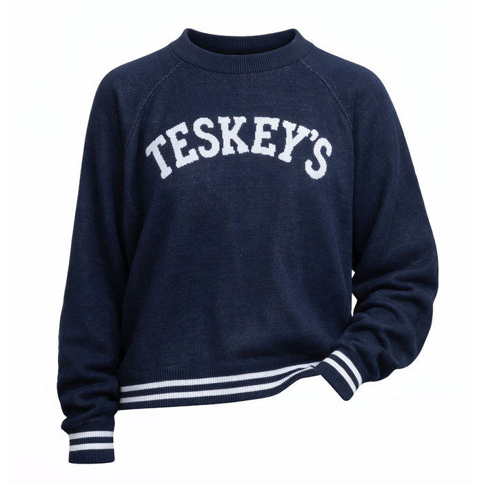 Teskey's Varsity Font Raglan Sweater - Navy/White TESKEY'S GEAR - Sweatshirts & Hoodies Teskey's
