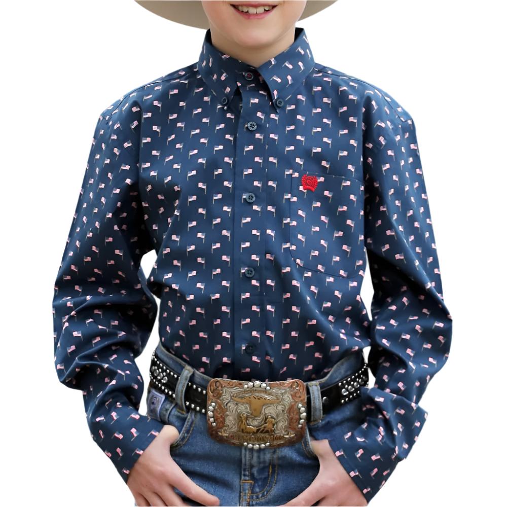 Cinch Boy's American Flag Print Shirt KIDS - Boys - Clothing - Shirts - Long Sleeve Shirts Cinch   