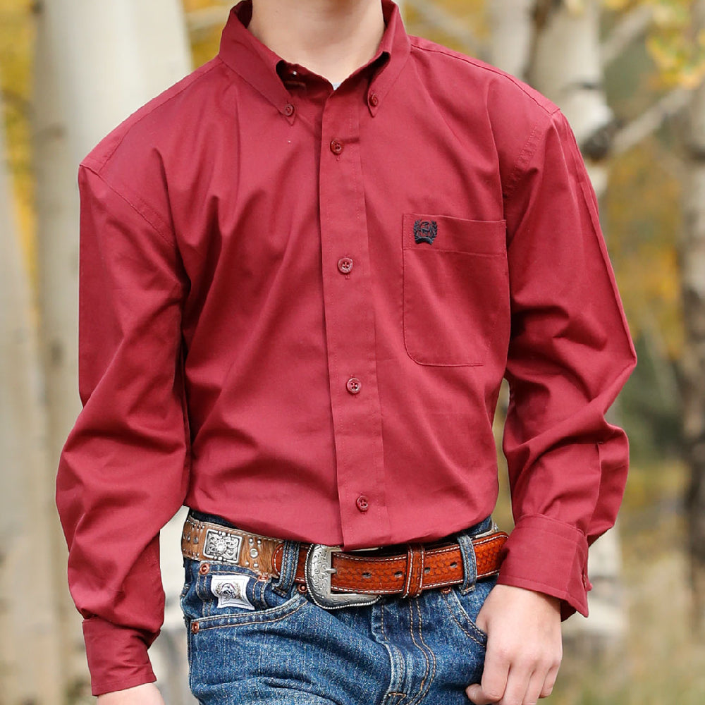 Cinch Kid's Solid Red Button Shirt KIDS - Boys - Clothing - Shirts - Long Sleeve Shirts Cinch   