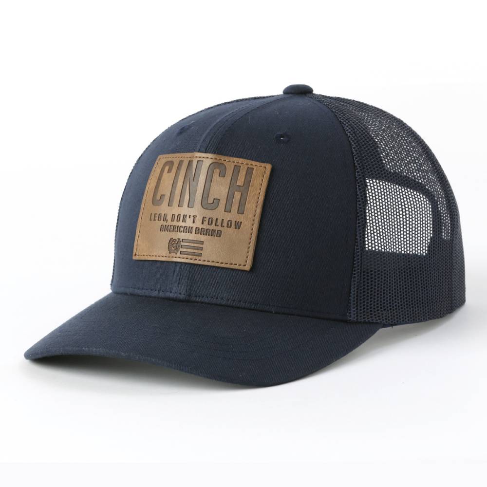 Cinch Leather Patch Trucker Cap HATS - BASEBALL CAPS Cinch   