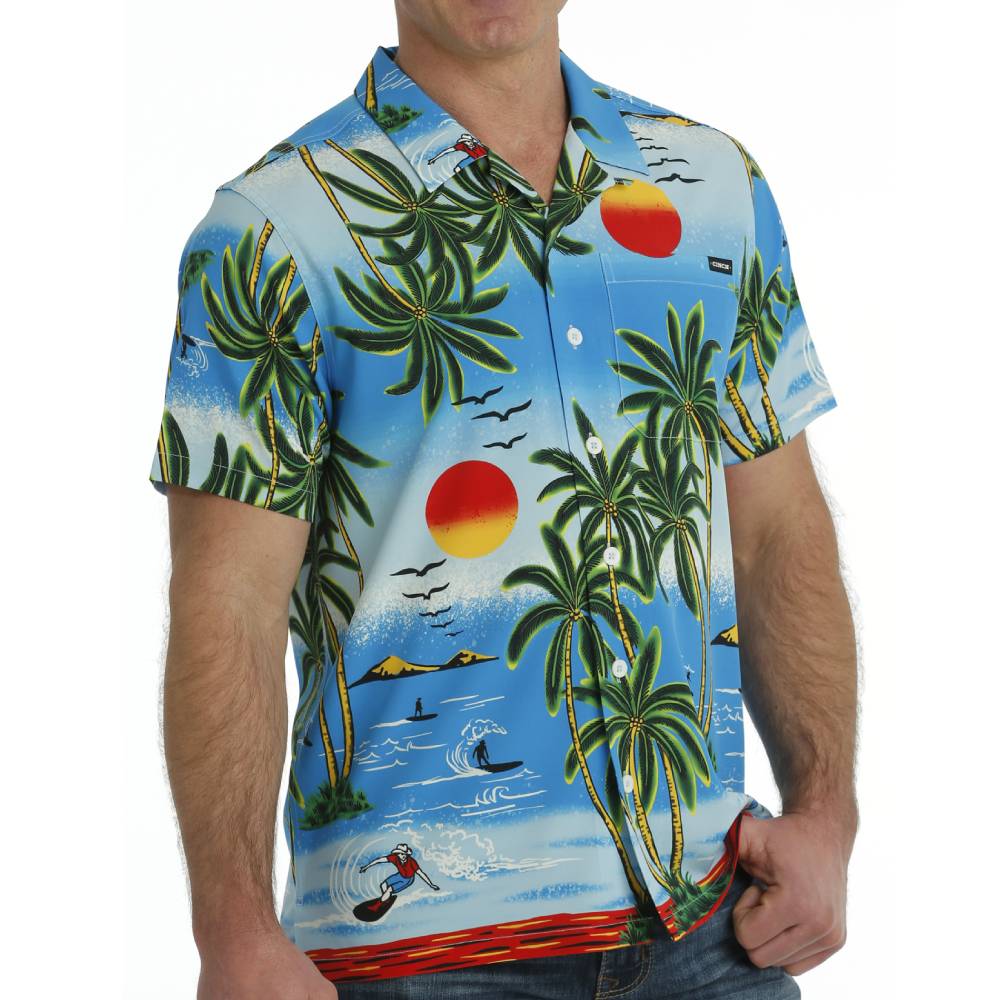 Cinch Men's Beach Print Shirt MEN - Clothing - Shirts - Short Sleeve Shirts Cinch   