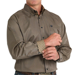 Cinch Men's Tencel Stripe Print Shirt MEN - Clothing - Shirts - Long Sleeve Shirts Cinch   