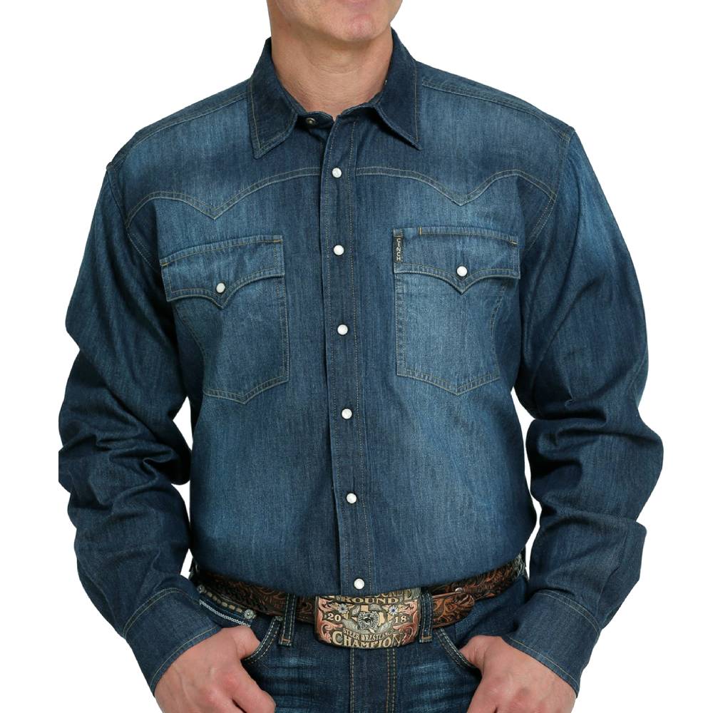 Cinch Men's Western Denim Shirt MEN - Clothing - Shirts - Long Sleeve Shirts Cinch   