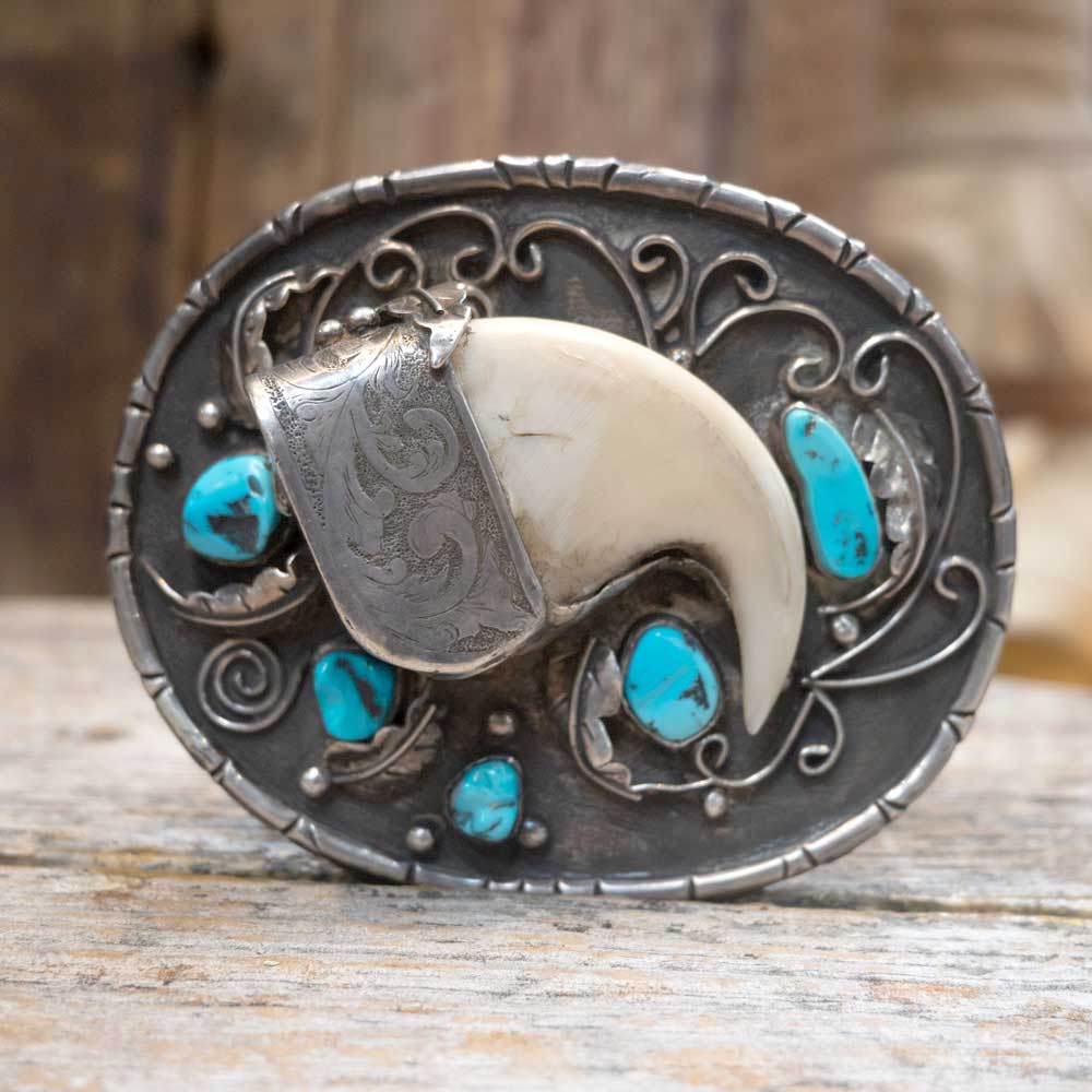 Sterling Silver Leopard Claw Turquoise Buckle