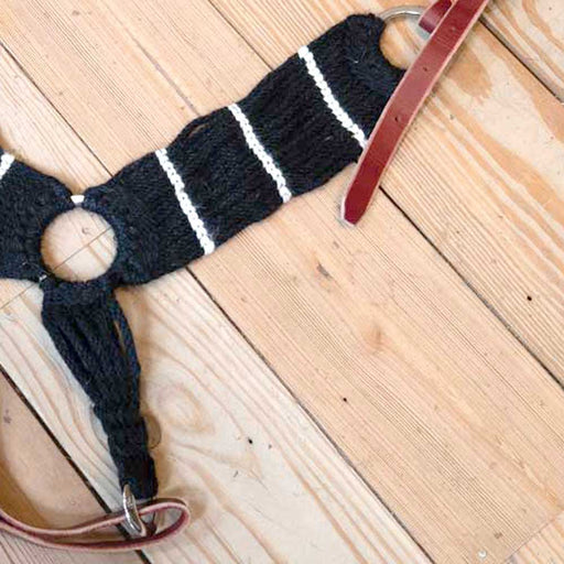 Handmade Striped 3pc Breast Collar Tack - Breast Collars Iron Horse Head Brand
