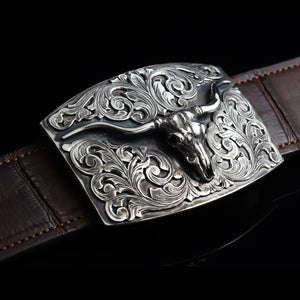 Comstock Heritage Antiqued Longhorn Scrolled Buckle ACCESSORIES - Additional Accessories - Buckles Comstock Heritage   