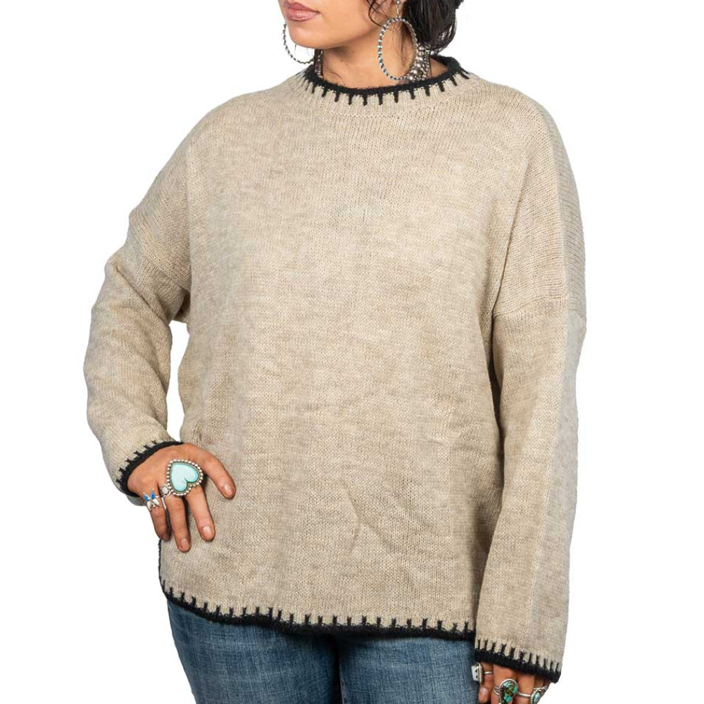 Contrast Stitch Boyfriend Sweater