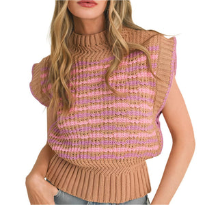 Contrast Stitch Mock Neck Sweater Top WOMEN - Clothing - Tops - Short Sleeved En Merci   